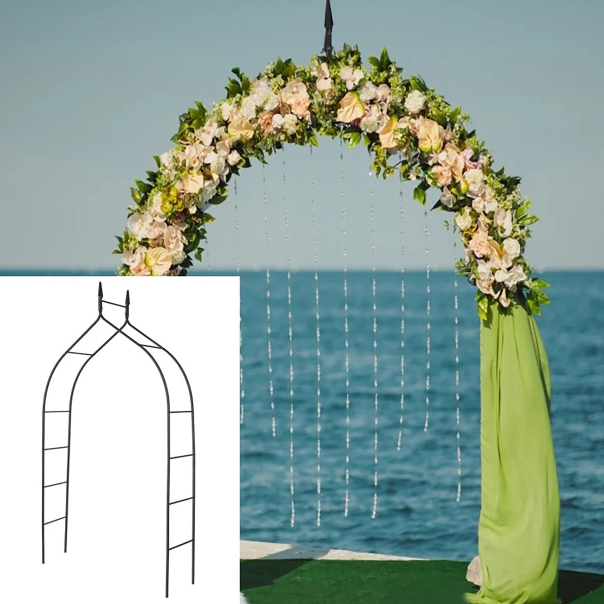 8' Steel Gothic Steel Rose Arch - Image 2