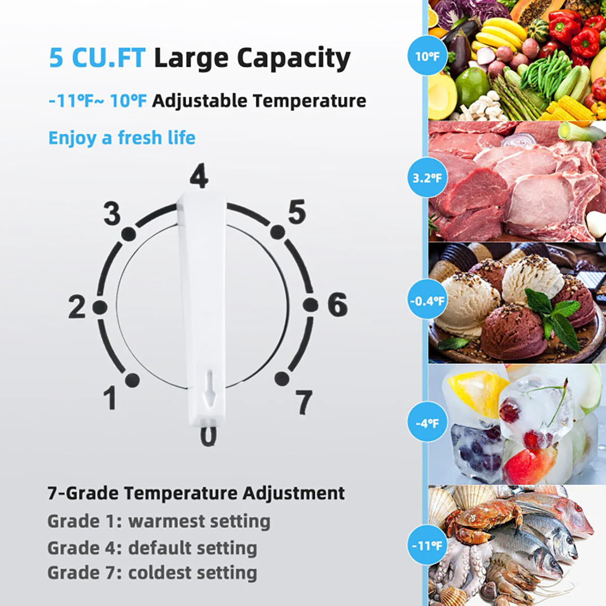 Compact Chest Freezer with Removable Storage Basket - Image 12